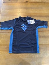 NWT Kanu Surf Camo Boys Short Sleeve Rashguard Swim Shirt Navy Blue, 10