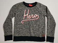 Gap Kids ED M 8 grey crew-neck long-sleeve sweatshirt "Heros" embroidered