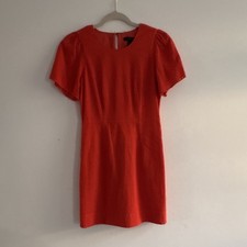 J.CREW Orange Cotton Eyelet Shift Dress Round Neck Short Sleeve Knee Size 4