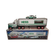 1992 HESS 18 Wheeler and Racer - Lights Work - Box is in Used Condition