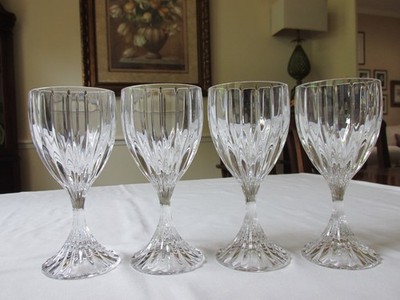 Set 4 Vtg Mikasa Germany PARK LANE Ribbed Lead Crystal 8oz Wine Glasses 6 3/8''
