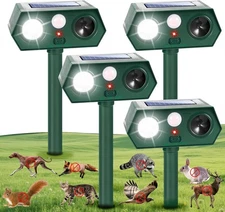 4-6 Pack Solar Ultrasonic Animal Repellent Dog Cat Skunk Deer Raccoon For Garden