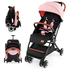 Lightweight Baby Stroller Aluminium Frame w/ Net for Travel Pink