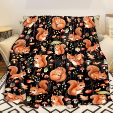 Squirrel Blanket Kids Gift Soft Flannel Animal Throw For Girls Boys 40x50