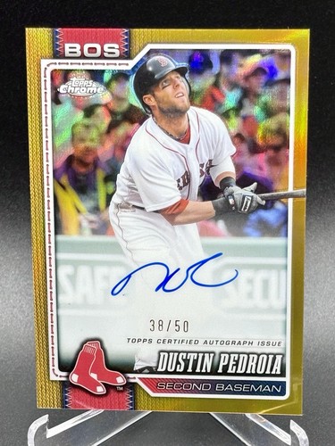 2026 Topps Chrome Dustin Pedroia Legends Gold Refractor Auto /50 Red Sox #CLA-DP