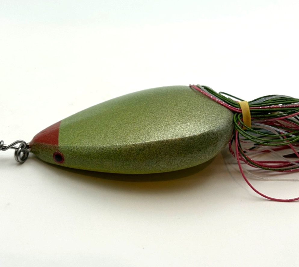 Topwater Buzzbait Prop Lure Skirted Wood Body Chartreuse Green Muskie Pike - Image 5