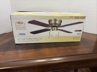 Turn Of The Century 42'' Low Profile Oak/Rosewood Ceiling Fan + Opal Light Kit
