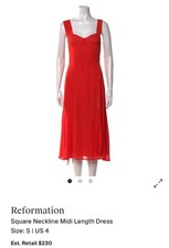 Reformation Square Neckline Midi Fulton Dress US 10/12