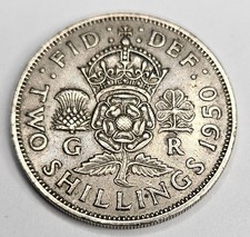 1950 Great Britain 2 Shillings - Florin - Circulated Copper Nickel Coin - L2