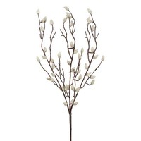 artplants KüNstlicher Zweig WeidenkäTzchen Slorma Mit BlüTen, Weiß, 70Cm