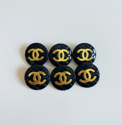 #ad lot of 6 Designer Black and Gold Quilted Button STAMPED $39.60