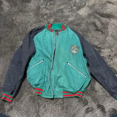 HAKKA CLUB Embroidered Green & Black Stadium Jacket, Used