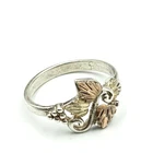 Vintage Black Hills Sterling Silver 925 Gold Accent Leaf Design Ring Sz 8.5