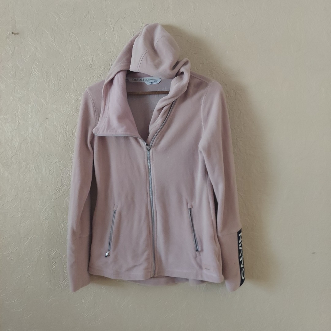 Calvin Klein Performance Pink Full Zip Fleece Hooded Jacket Sz Small