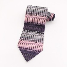 Silk Tie Pink Gray Purple Geometric