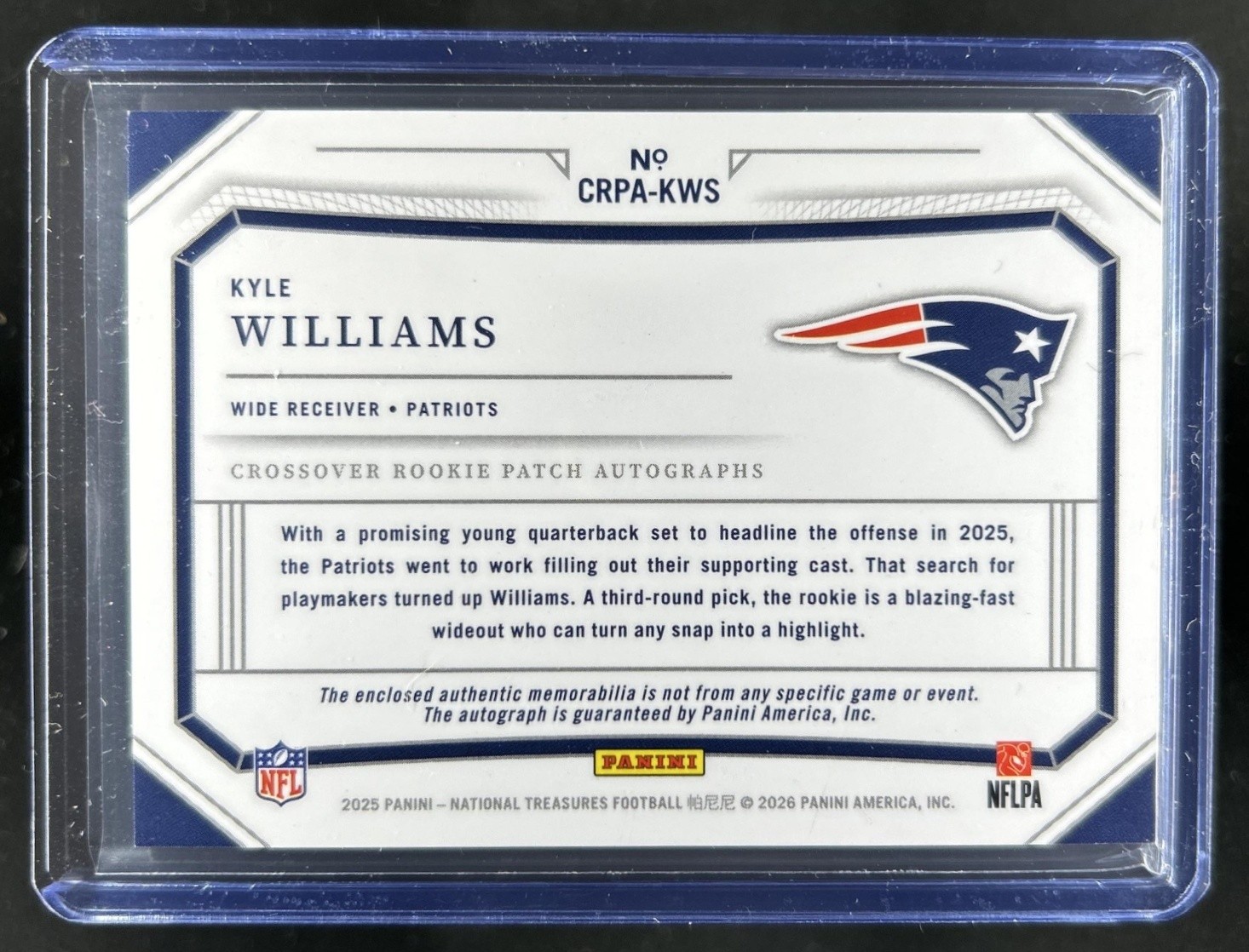 2025 National Treasures Kyle Williams Crossover Rookie Patch Auto Laundry Tag /5 view 2