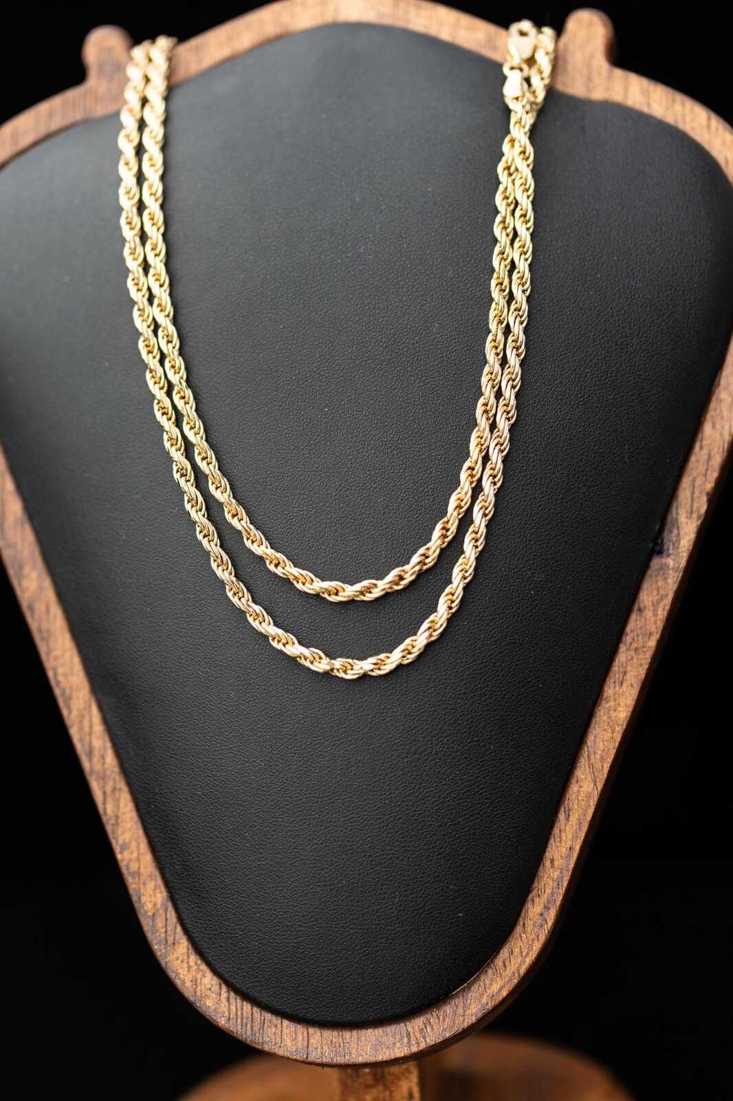 Vintage Twisted Rope Chain Necklace Gold Over Sterling Estate Jewelry