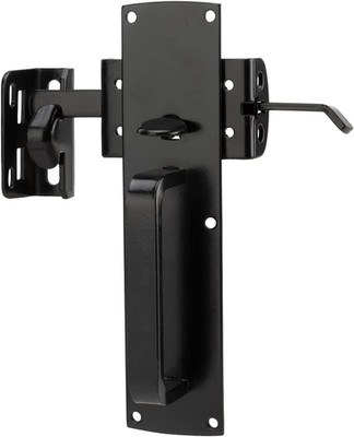 Self-Closing Thumb Gate Latch - Heavy Duty for Wooden, Metal & Vinyl Fences - Bl