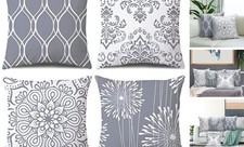 Decorative Throw Pillow Covers 18x18 Set 18" x 18" Pack of 4 Gray and White