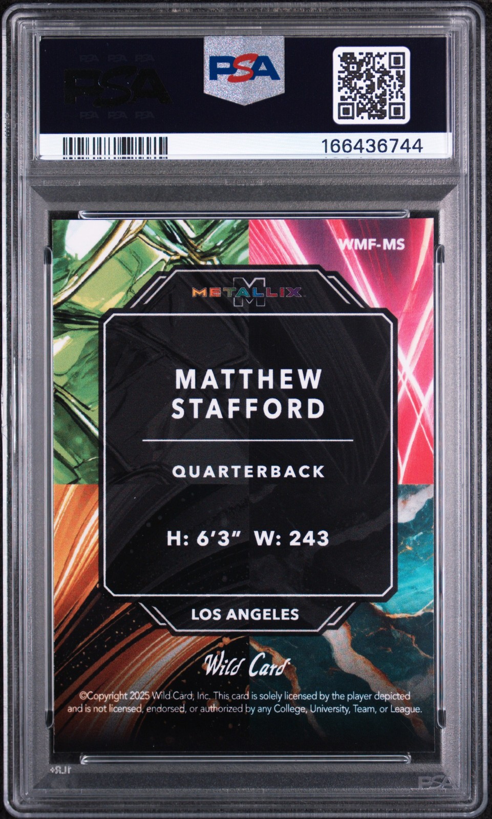 2025 WILD CARD METALLIX PRO-LOOK PROMO FRACTAL #MS MATTHEW STAFFORD 1/1 PSA 9 view 2