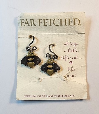 Far Fetched Vintage Sterling And Brass Bee Earrings