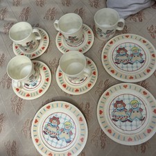 Vintage Chilton Plastic Childs Gingerbread Clown Toy Cup  Saucer Plate Set