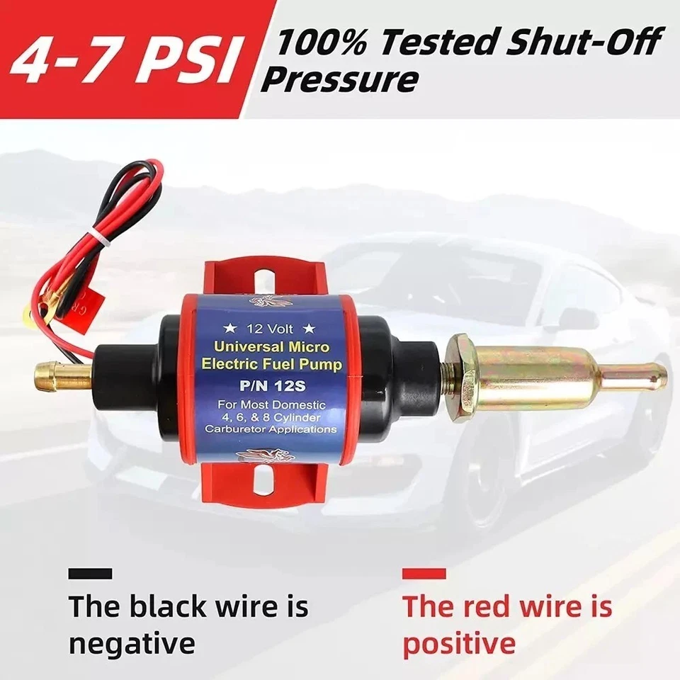Universal   12V   Electric   Fuel   Pump,  35GPH , 5/16" Inlet/Outlet, 4-7  PSI - Image 2 of 4