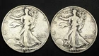 Lot Of 2 x 1938-D Walking Liberty 90% Silver Half Dollar 50c Coins!
