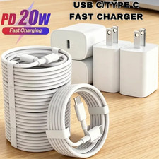 Fast Charger 20W Block USB C Cord For iPhone Air Duo 18 17 16 15 14 13 12 11 Lot