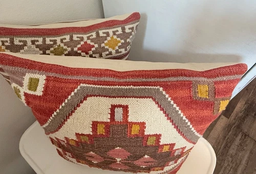 POTTERY BARN 西南编织 Kilim 羊毛枕头套装拉链 18 英寸 x 18 英寸 2 件套 - 第 8 张/共 19 张