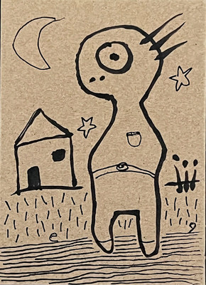 e9Art ACEO 'nobody in the village could decide whether she was a widow, a ...'