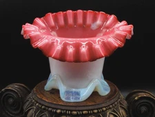 Antique Bohemian Cased Opalescent & Cranberry Jack in the Pulpit Art Glass Vase