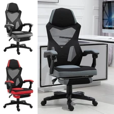 Office Chair Adjust Height Recliner with Retractable Footrest, Wheel, Mesh Back