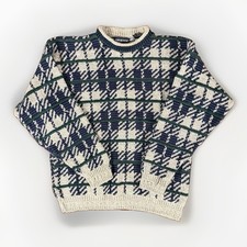 vintage Van Heusen geometric knit crewneck sweater 100% Cotton Made In USA Sz L