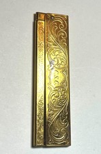 Vintage Folding Comb Etched Goldtone Metal Case C.S.G.