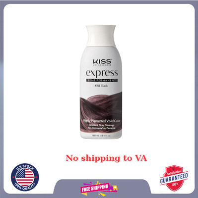 Kiss Express Semi-Permanent Hair Color 100mL 3.5 US fl.oz 1 Count Black