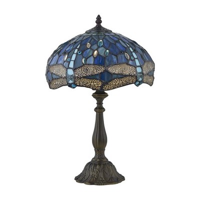 Tiffany Dragon Fly 47cm Tischlampe Nachttischlampe traditionelles farbiges Glas