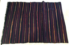 Purple/Black Base w/Multicolor Gold Metallic Striped Scarf Black Fringe Edges