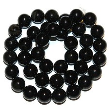 NG2089 Black Agate 10mm Round Gemstone Beads 15"