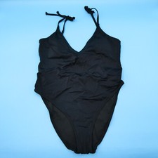 Victorias Secret Large Black Ruffle Padded V Neck One Piece Swimsuit Beach New