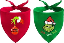 Christmas Dog Bandanas, 2 Pack Merry Christma Dog Costume Reversible Christmas B