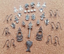 24 CHARMS & 6 PAIRS EARWIRES for JEWELRY MAKING or CRAFTING