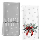 Winter Kitchen Towels Set of 2 Xmas Grey Snowflake Kitchen Tea Towels 18x26 Inch