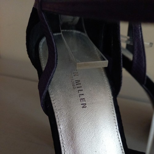 Karen Millen Purple & Black Leather Strappy Sandals Party Occasion UK5 EU38 - Imagen 12 de 12