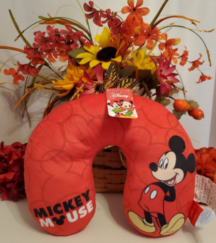Disney Mickey souris rouge ❤ oreiller cou de voyage 11” X 13” ~ Neuf avec étiquettes - Photo 1/5
