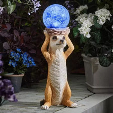 Solar LED Garden Ornament Light Up Meerkat Statue Outdoor Lighting Colour Change