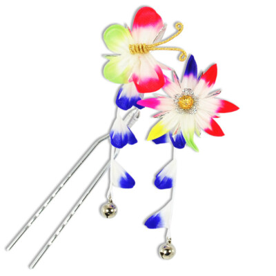 Japanese Tsumami Kanzashi Maiko Butterfly Hana Flower Hair Ornament w/ Prong #81