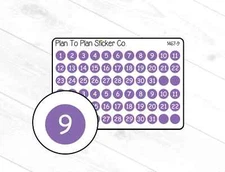 1467-9~~Purple Date Dots Planner Stickers.