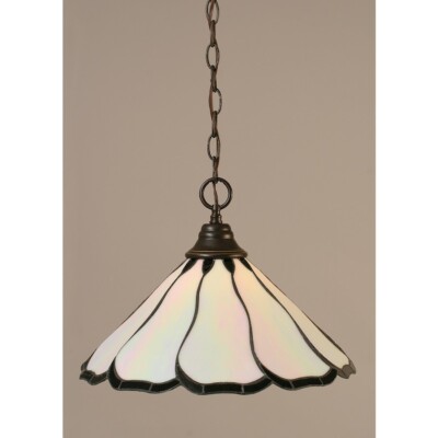 Toltec Lighting Chain Hung Pendant, 16' Pearl & Black Flair - 10-DG-912