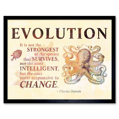 Evolution Darwin Responsive Change Strongest Quote Octopus 12X16 Gerahmter Druck